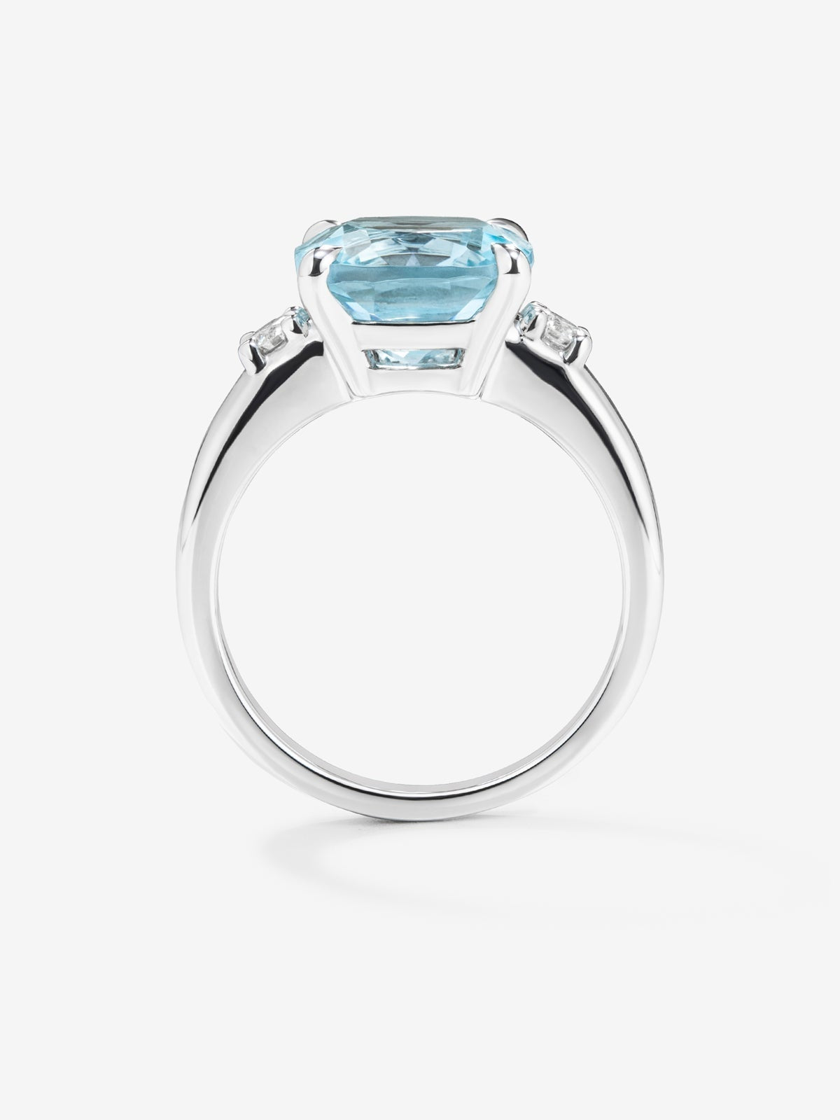 Anillo tresillo de plata 925 con topacio y diamantes