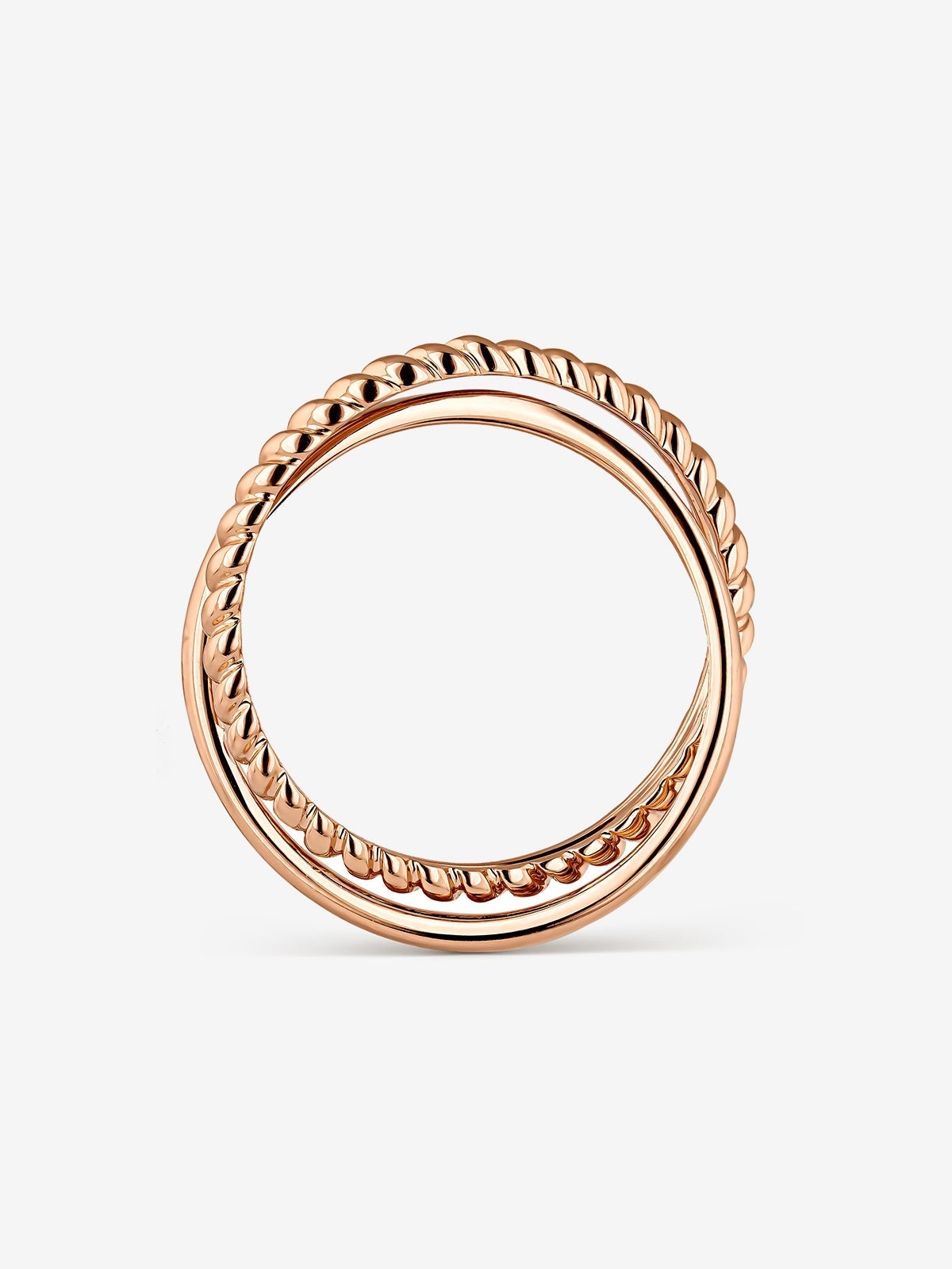 Anillo doble cruzado de oro rosa de 18kt