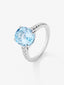 Anillo de oro amarillo de 18K con topacio azul sky en talla oval de 3,8 cts y diamantes en talla brillante