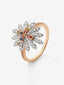 Anillo de oro blanco y rosa de 18K con 10 zafiros multicolor en talla brillante con un total de 0,41 cts y 48 diamantes en talla brillante con un total de 0,09 cts