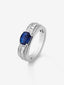 Anillo  de oro blanco de 18K con zafiro  y diamantes