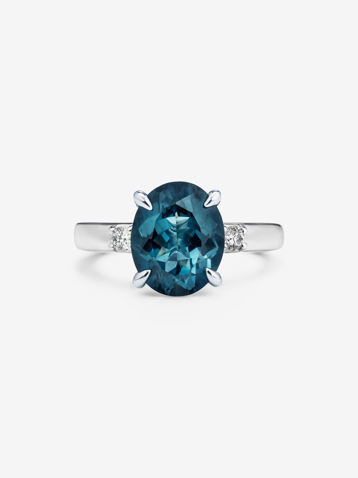 Anillo tresillo de plata 925 con topacio y diamantes