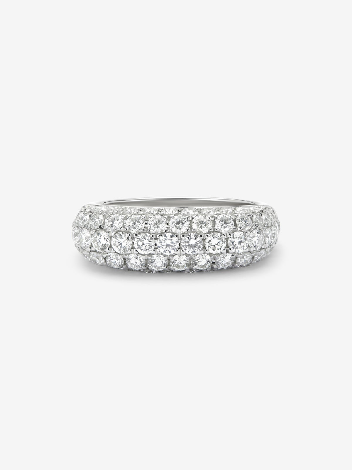 Anillo de oro blanco de 18K con pavé de diamantes blancos en talla brillante de 1,6 cts