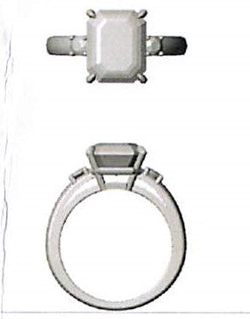 Anillo tresillo de oro amarillo de 18K con topacio azul swiss en talla octogonal y esmeraldas en talla brillante con un total de 0,2 cts