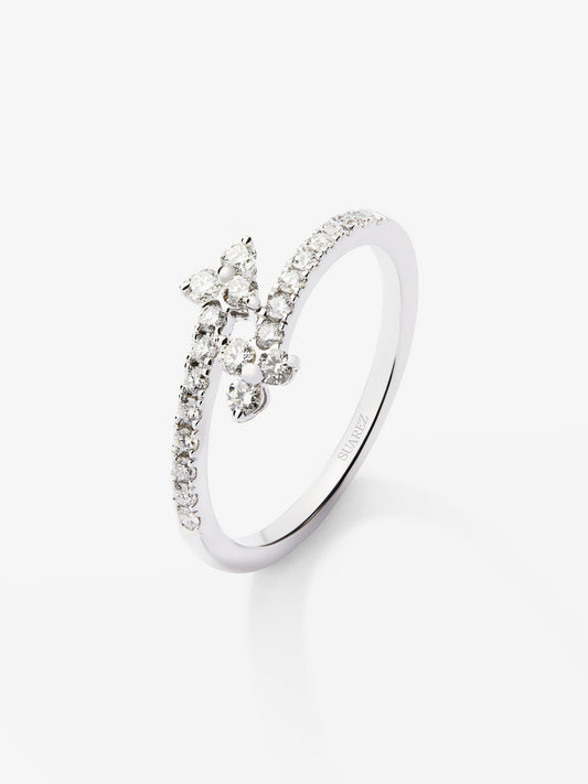 Anillo tú y yo de oro blanco de 18K con 22 diamantes en talla brillante con un total de 0,17 cts