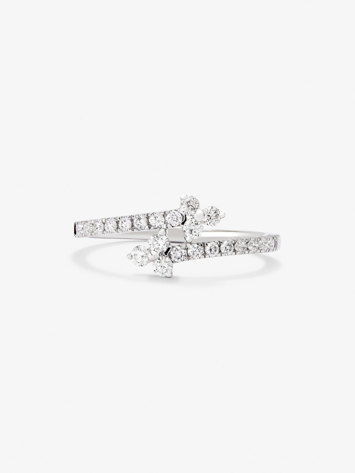Anillo tú y yo de oro blanco de 18K con 22 diamantes en talla brillante con un total de 0,17 cts