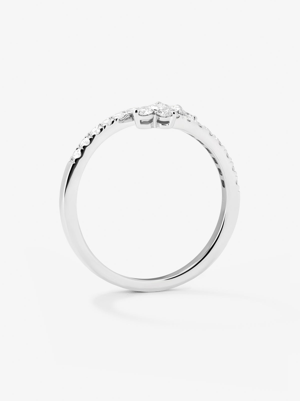 Anillo tú y yo de oro blanco de 18K con 22 diamantes en talla brillante con un total de 0,17 cts