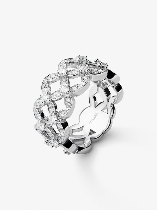Anillo de oro blanco de 18K con 97 diamantes en talla brillante con un total de 1,14 cts