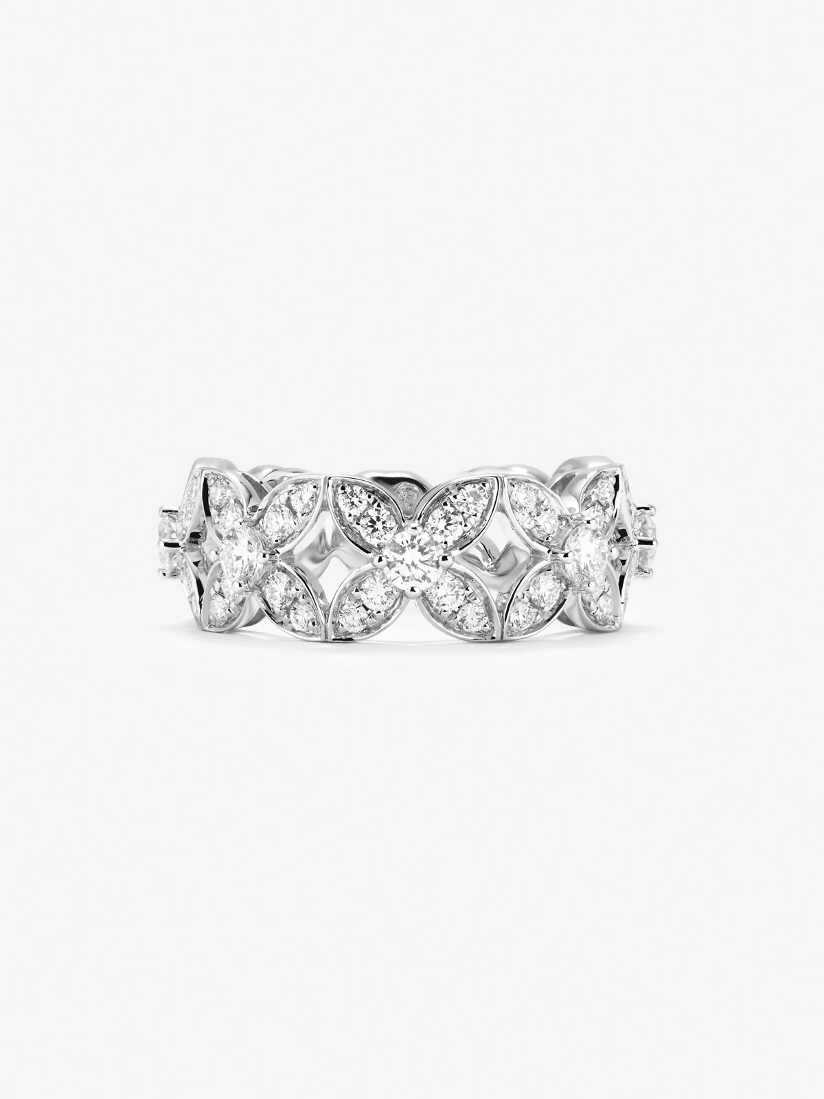 Anillo de oro blanco de 18K con 45 diamantes en talla brillante con un total de 1,05 cts