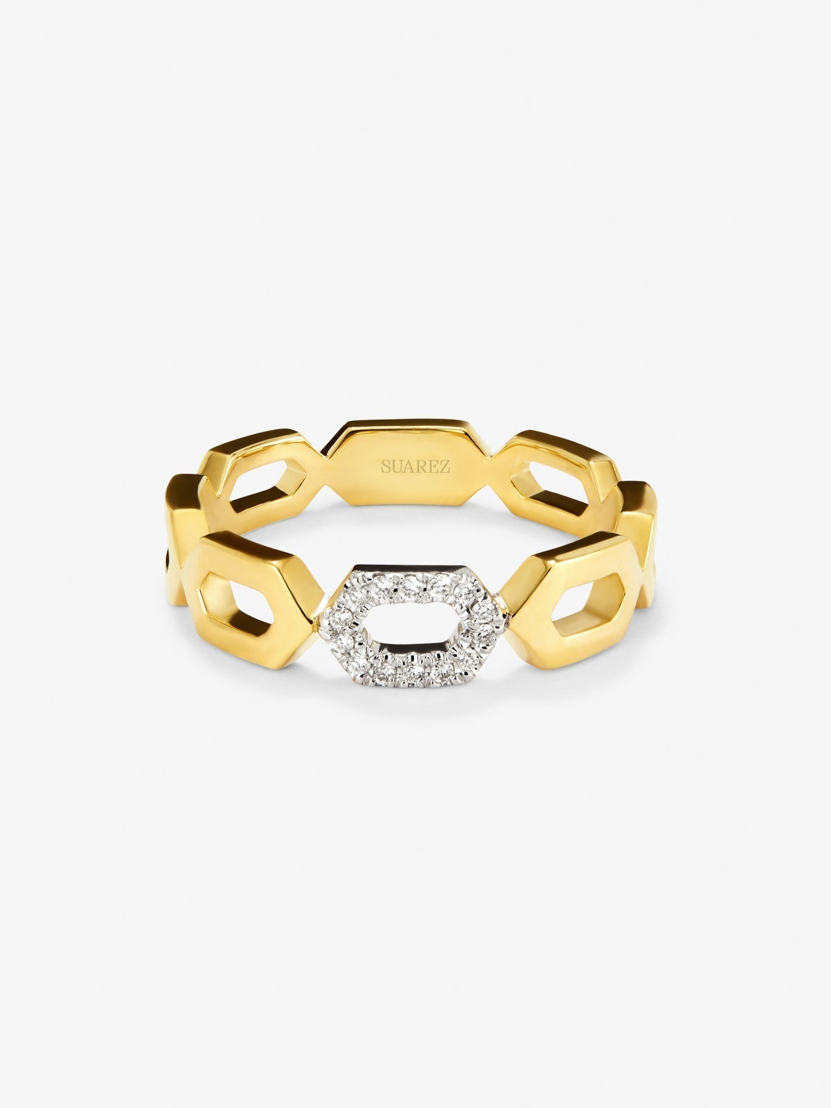 Anillo de oro amarillo de 18K con 14 diamantes en talla brillante con un total de 0,06 cts