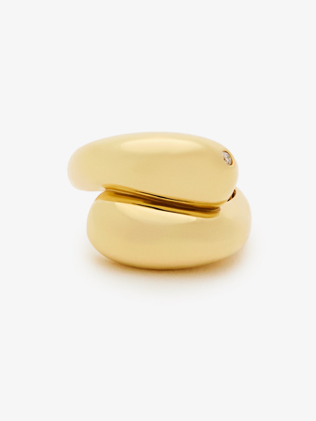 Anillo tú y yo de oro amarillo de 18K con diamante en talla brillante de 0,02 cts