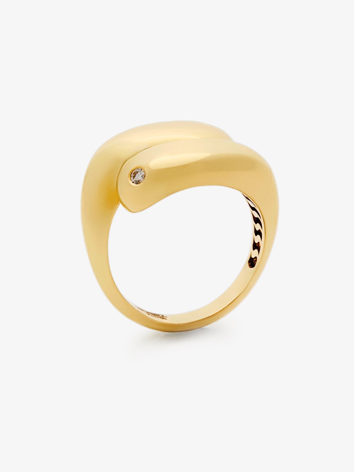 Anillo tú y yo de oro amarillo de 18K con diamante en talla brillante de 0,02 cts