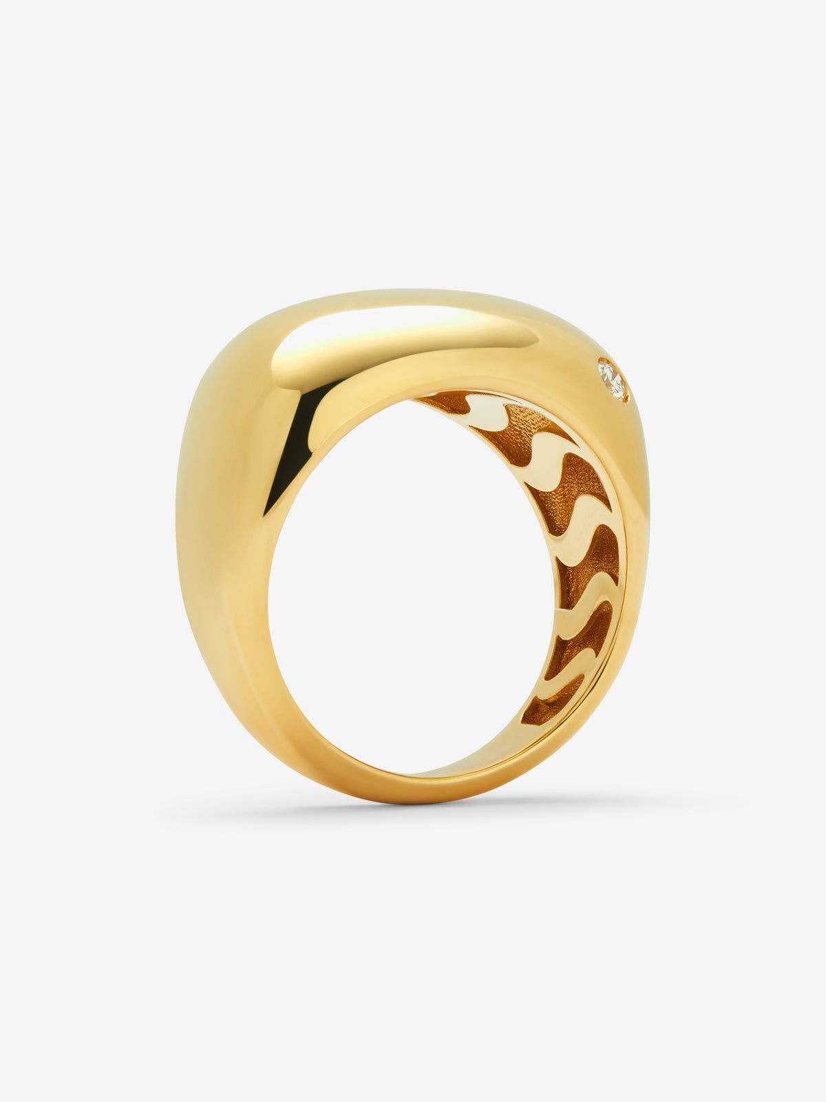 Anillo de oro amarillo de 18K con diamante en talla brillante de 0,04 cts