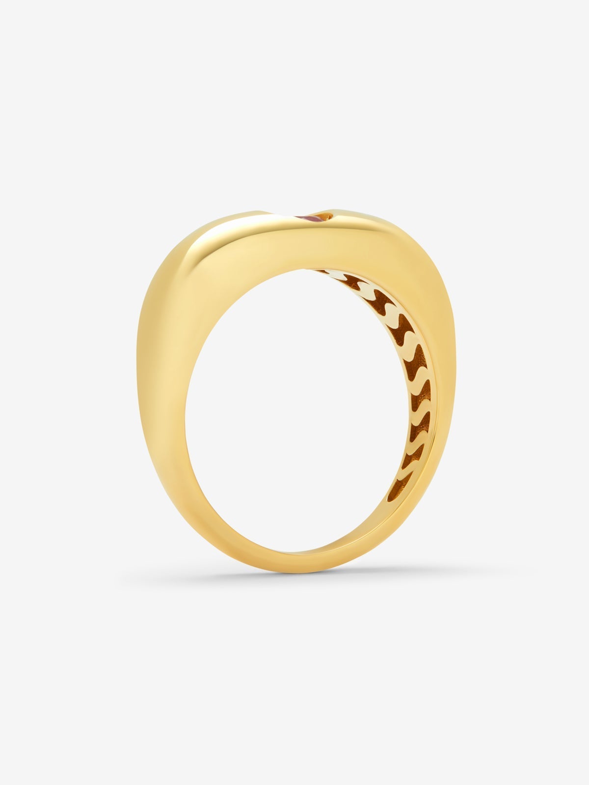 Anillo de oro amarillo de 18K con rubí en talla brillante de 0,32 cts
