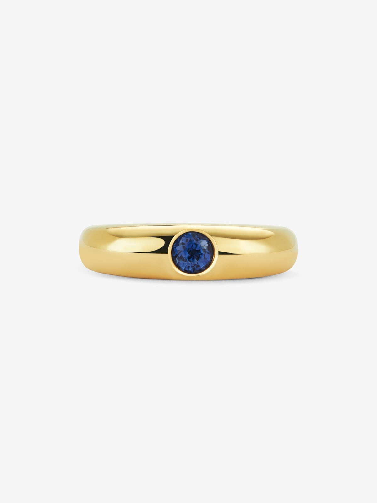Anillo de oro amarillo de 18K con zafiro azul en talla brillante de 0,29 cts