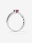 Anillo de oro blanco de 18K con rubí en talla oval de 0,82 cts y 40 diamantes en talla brillante con un total de 0,29 cts