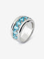 Anillo de plata 925 con pavé de topacios azul swiss en talla brillante