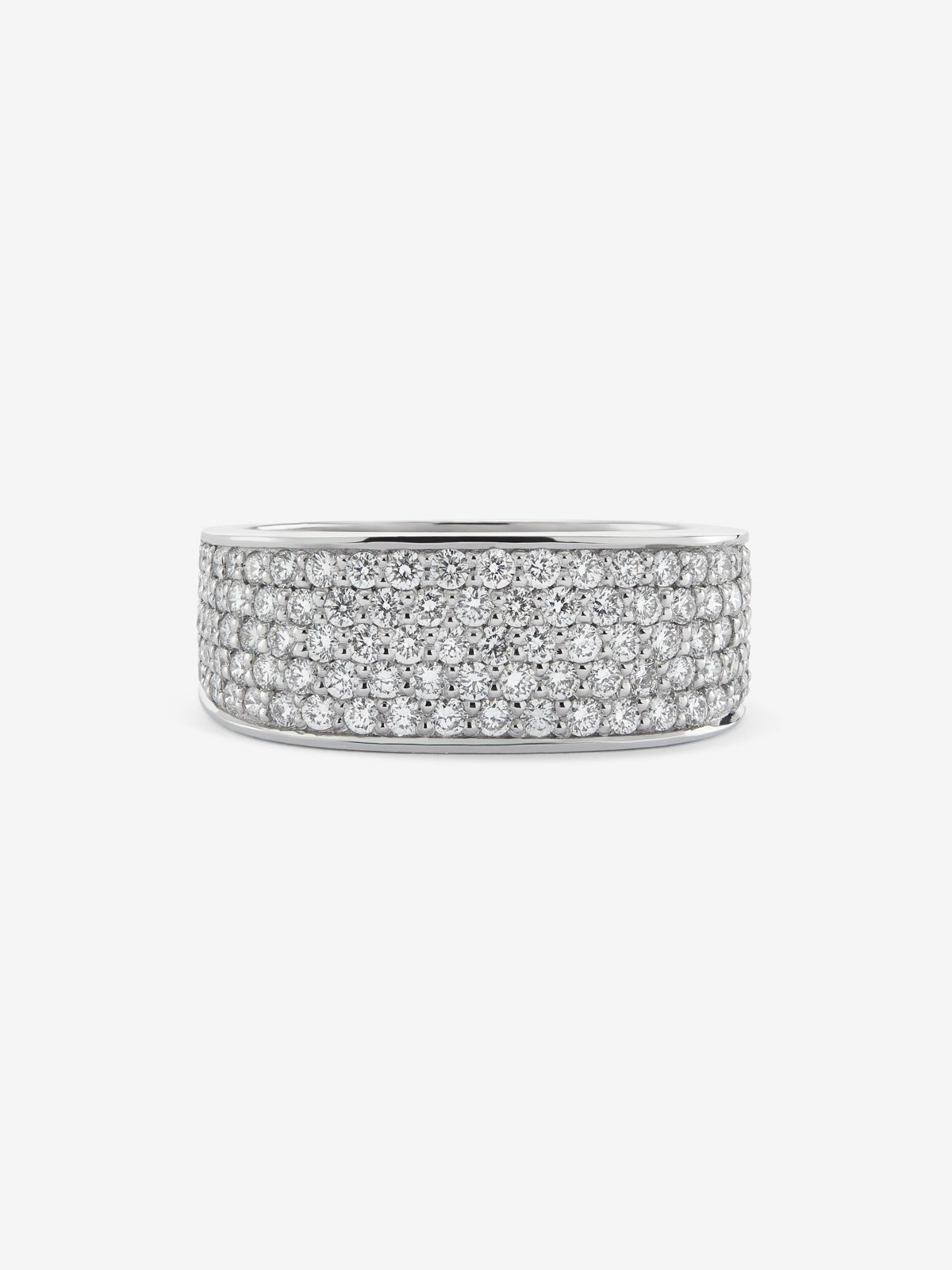 Anillo de oro blanco de 18K con pavé de diamantes en talla brillante