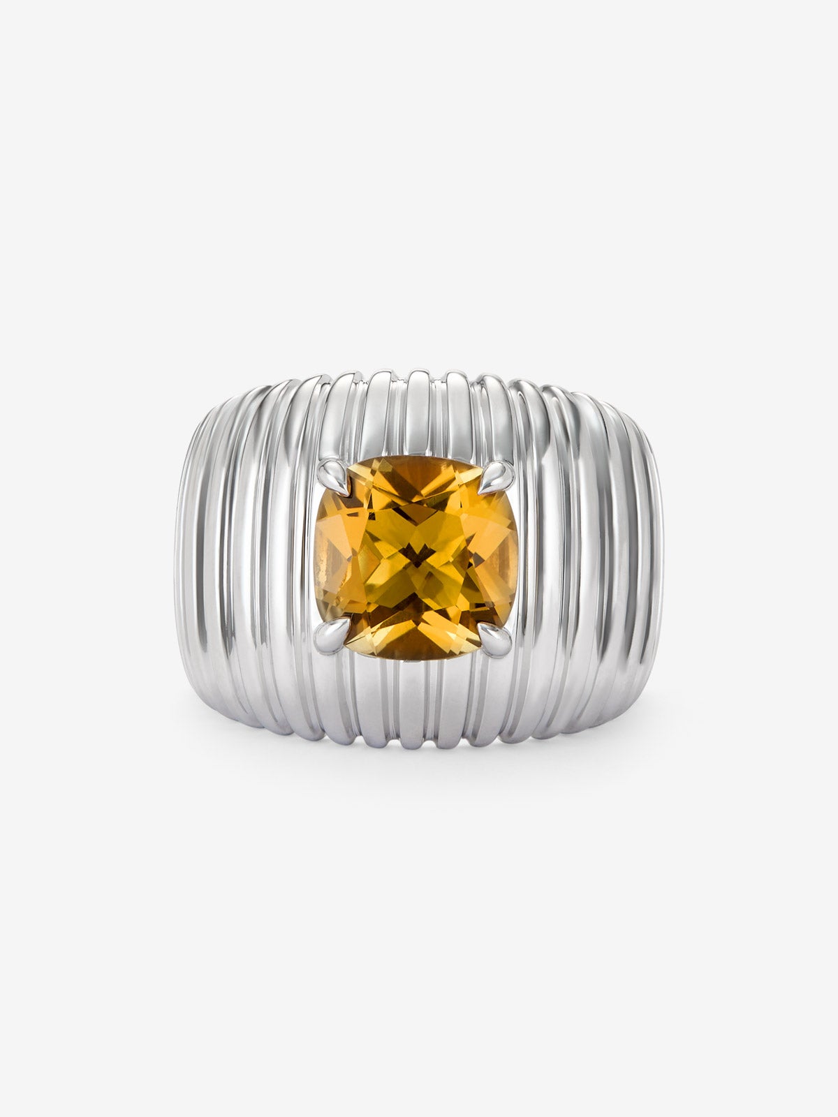 Anillo gallonado de plata 925 con cuarzo citrino amarillo