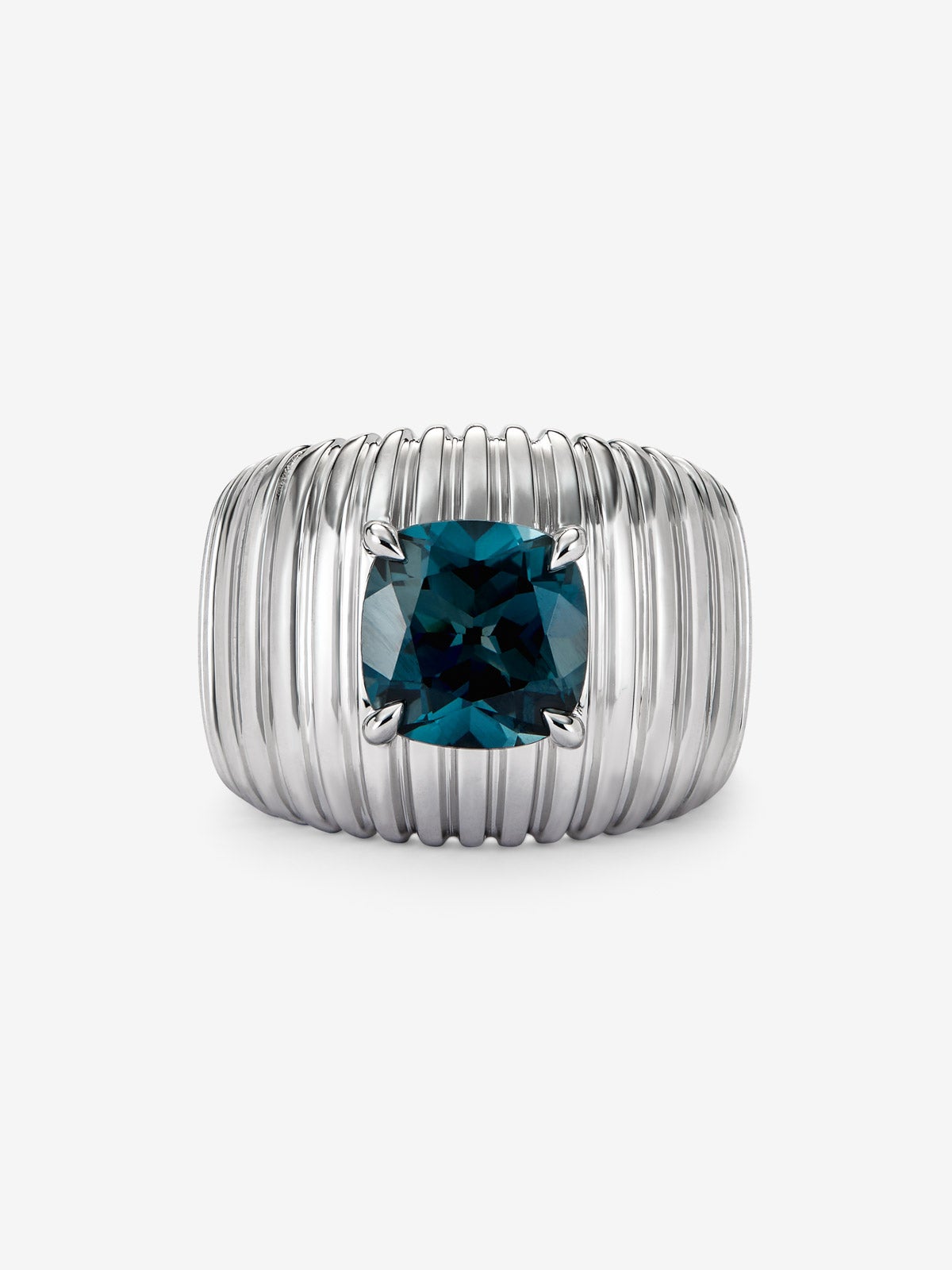 Anillo gallonado de plata 925 con topacio azul London