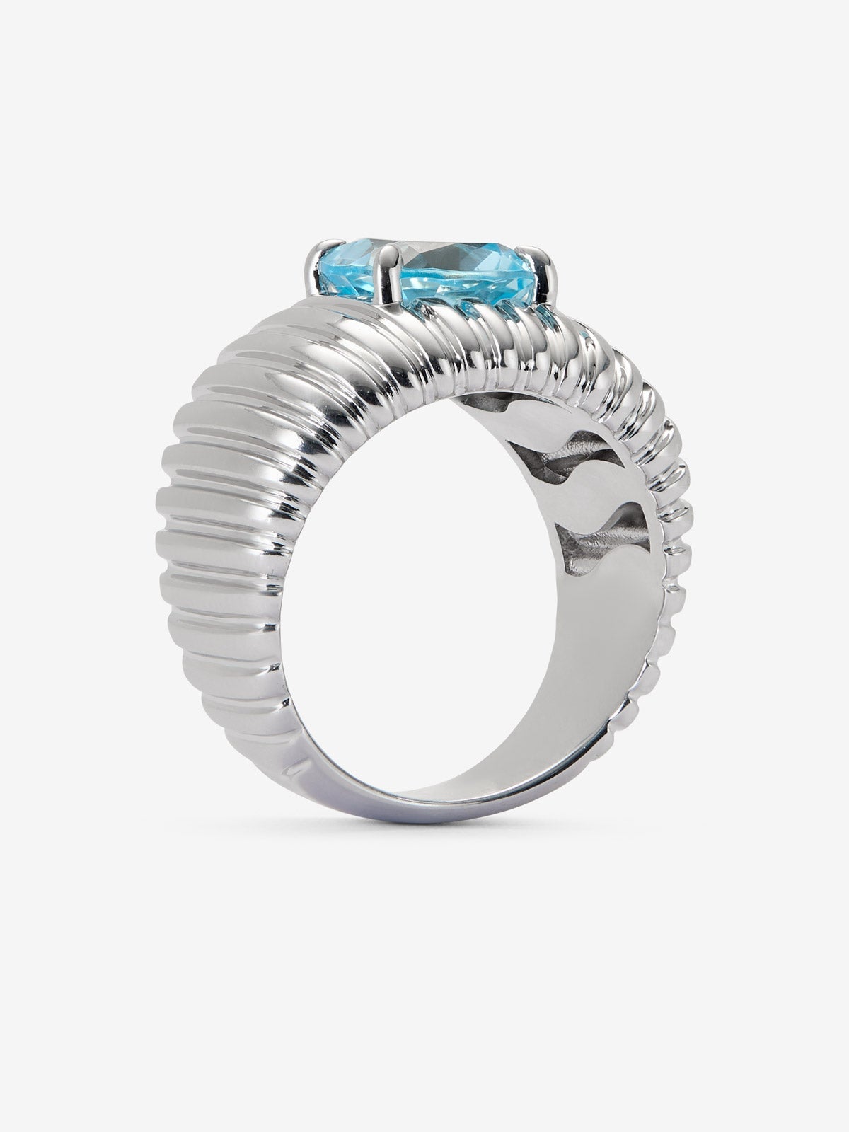 Anillo gallonado de plata 925 con topacio azul Sky