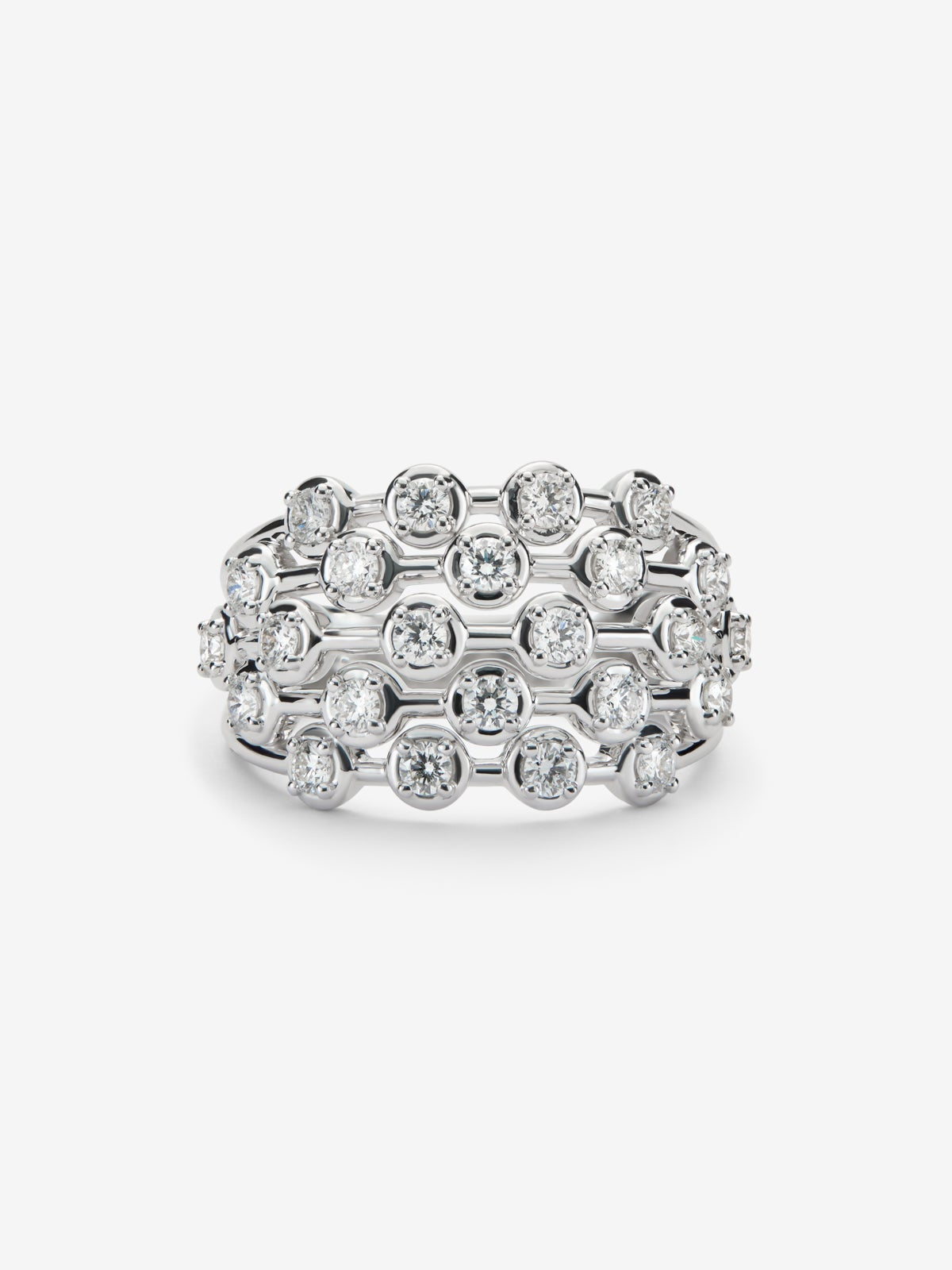 Anillo multibrazo de oro blanco de 18K con 24 diamantes en talla brillante con un total de 0,79 cts