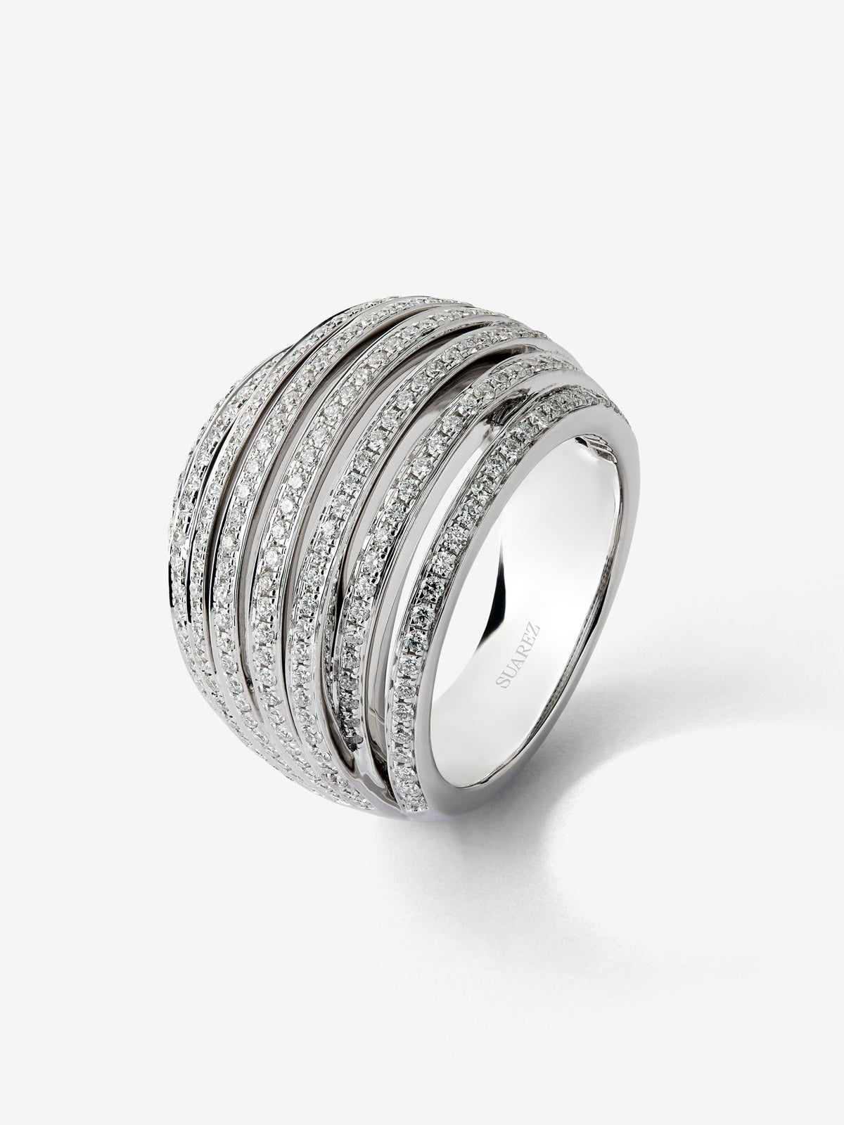 Anillo multibrazo de oro blanco de 18K con 254 diamantes en talla brillante con un total de 1,32 cts