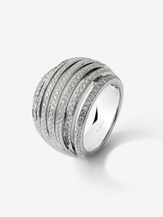 Anillo multibrazo de oro blanco de 18K con 254 diamantes en talla brillante con un total de 1,32 cts