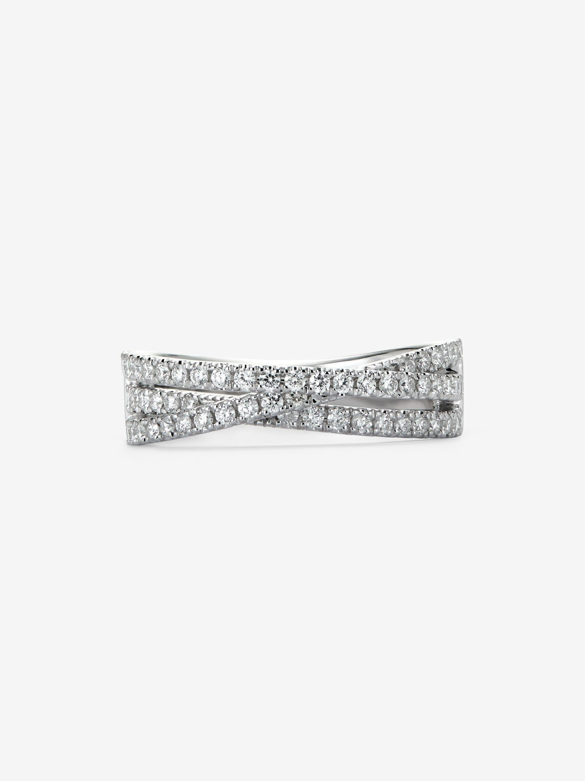 Anillo cruzado de oro blanco de 18K con diamantes en talla brillante con un total de 0,61 cts