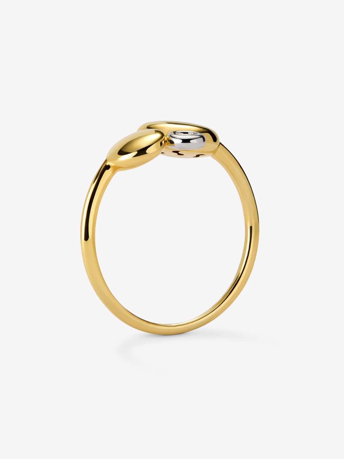 Anillo de oro amarillo de 18K con diamante en talla brillante de 0,03 cts y motivos de esferas