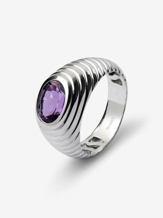 Anillo de plata 925 con amatista morada