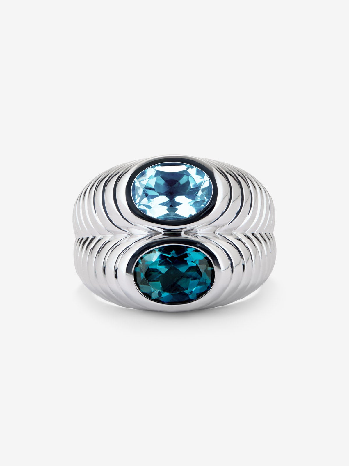 Anillo doble de plata 925 con topacio azul swiss y azul London