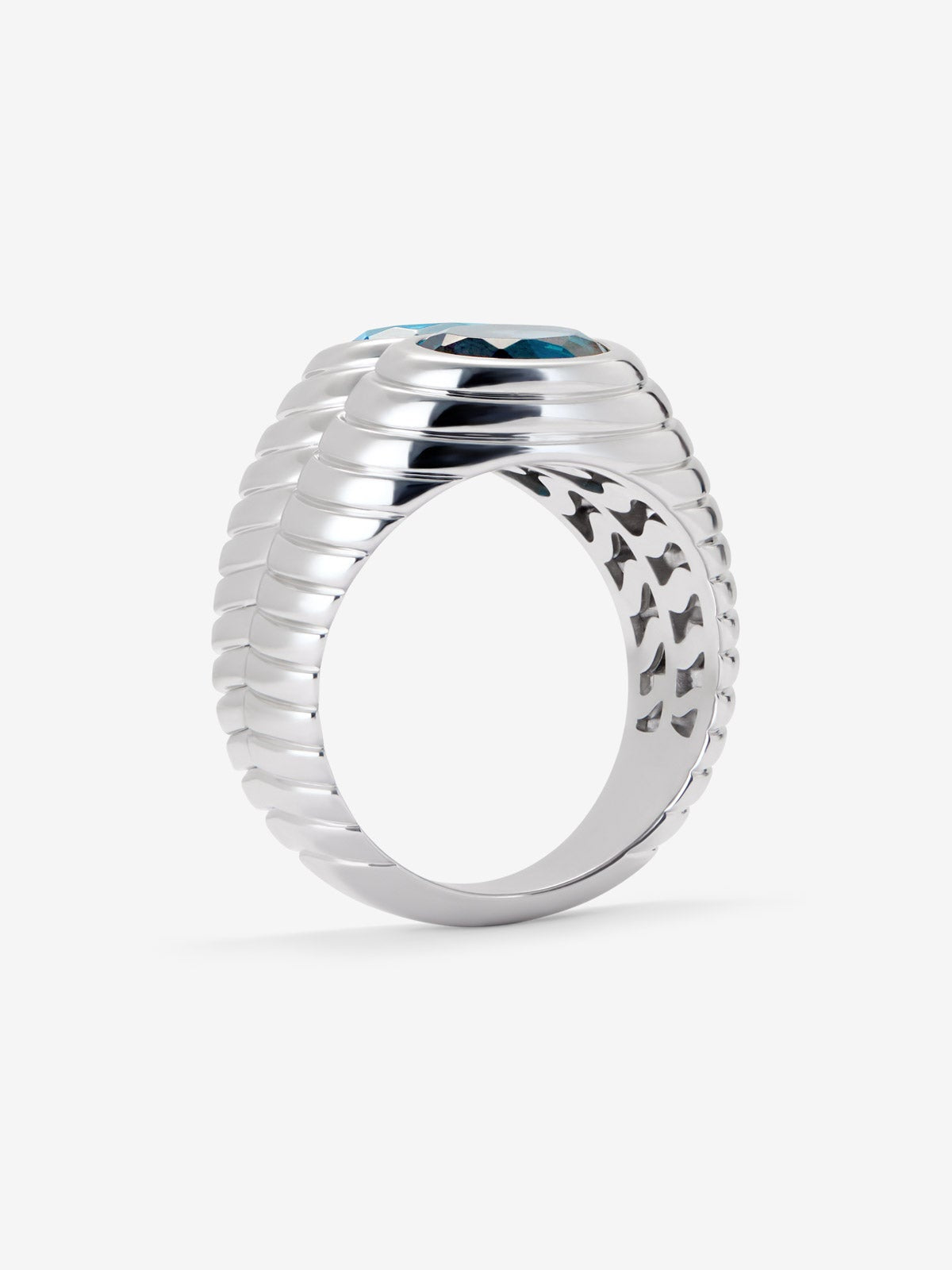 Anillo doble de plata 925 con topacio azul swiss y azul London