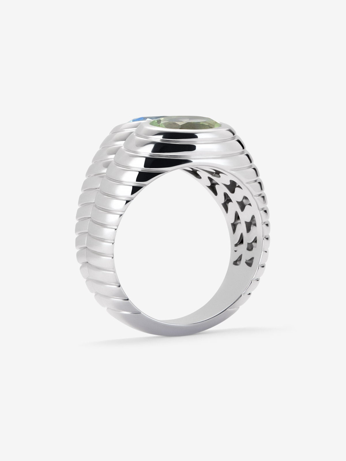 Anillo doble de plata 925 con topacio azul sky y amatista verde