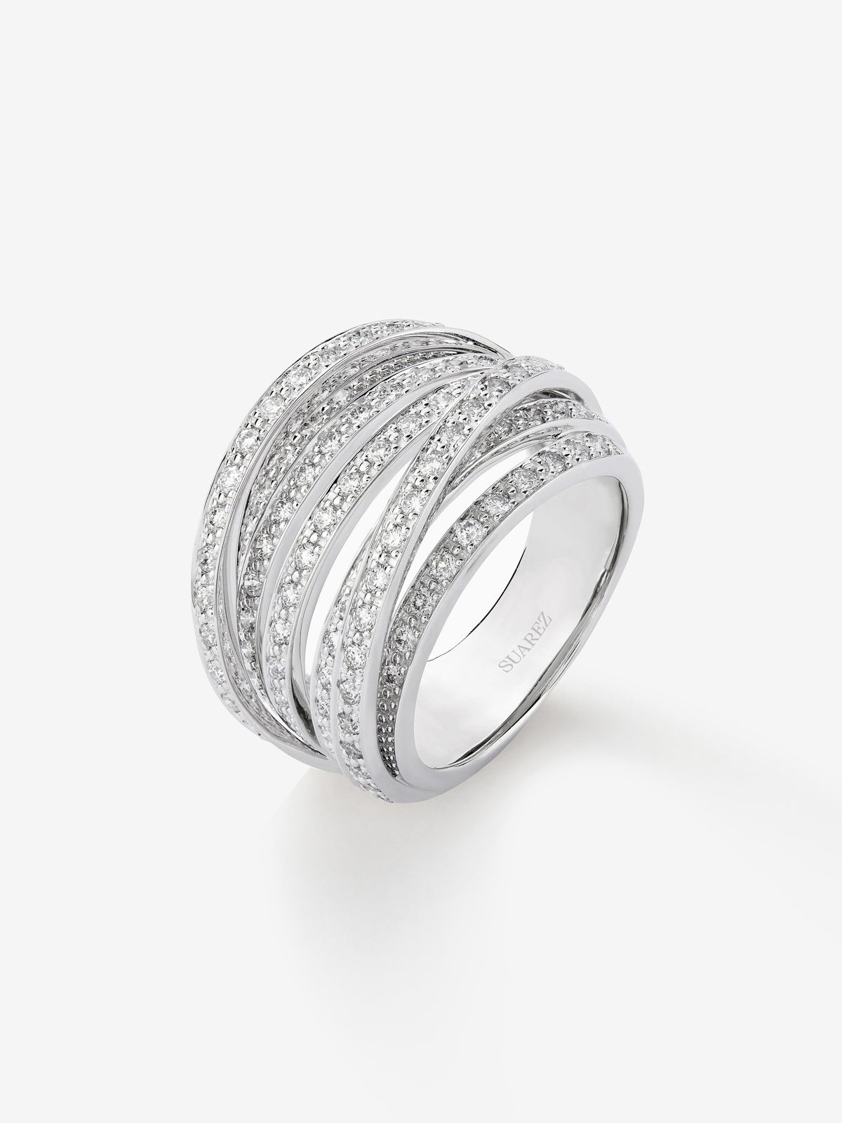 Anillo multibrazo de oro blanco de 18K con 101 diamantes en talla brillante con un total de 1,2 cts