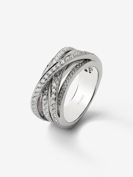 Cross ring in 18K white gold with 169 brilliant-cut diamonds with a total of 1.4 cts