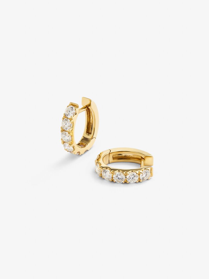 18K yellow gold hoop earrings with 12 brilliant-cut white diamonds with a total of 0.91 cts image number 1