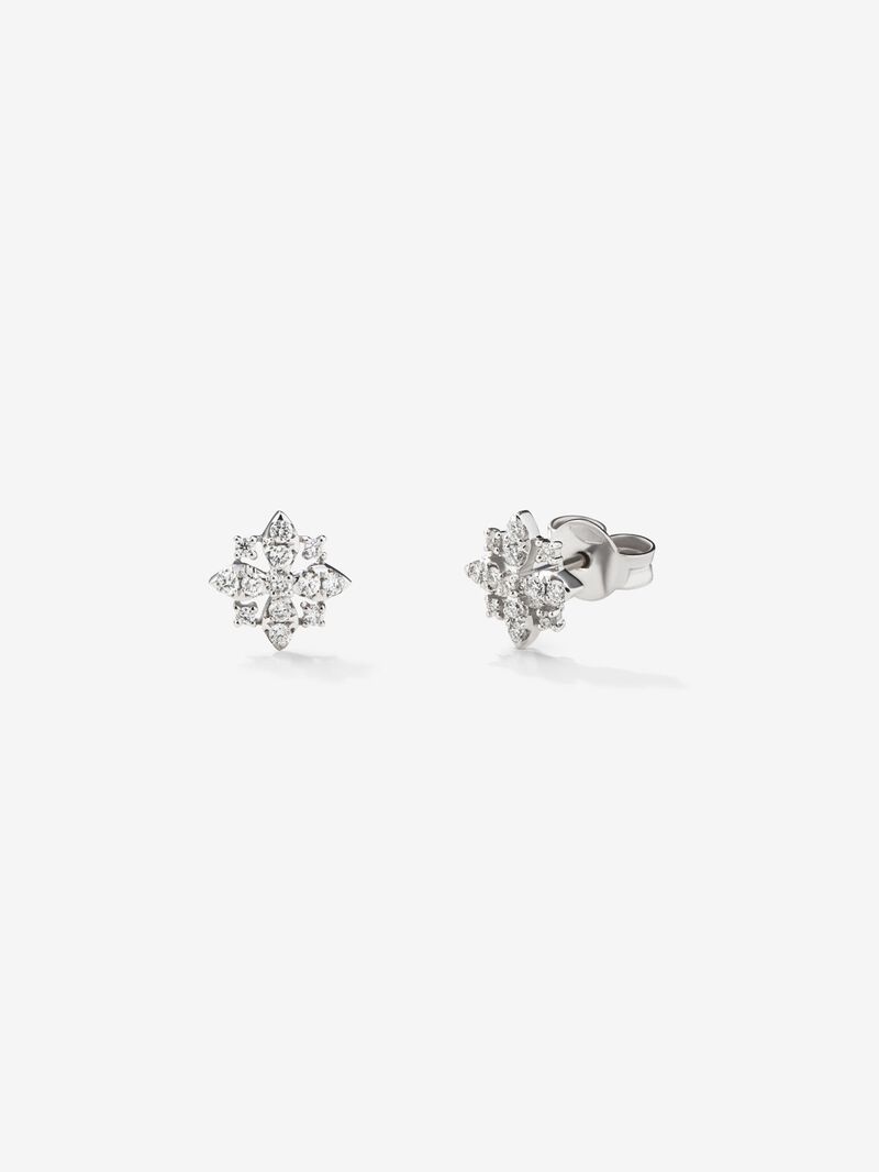 18K white gold earrings with 26 brilliant-cut diamonds with a total of 0.21 cts in the shape of a star image number 0