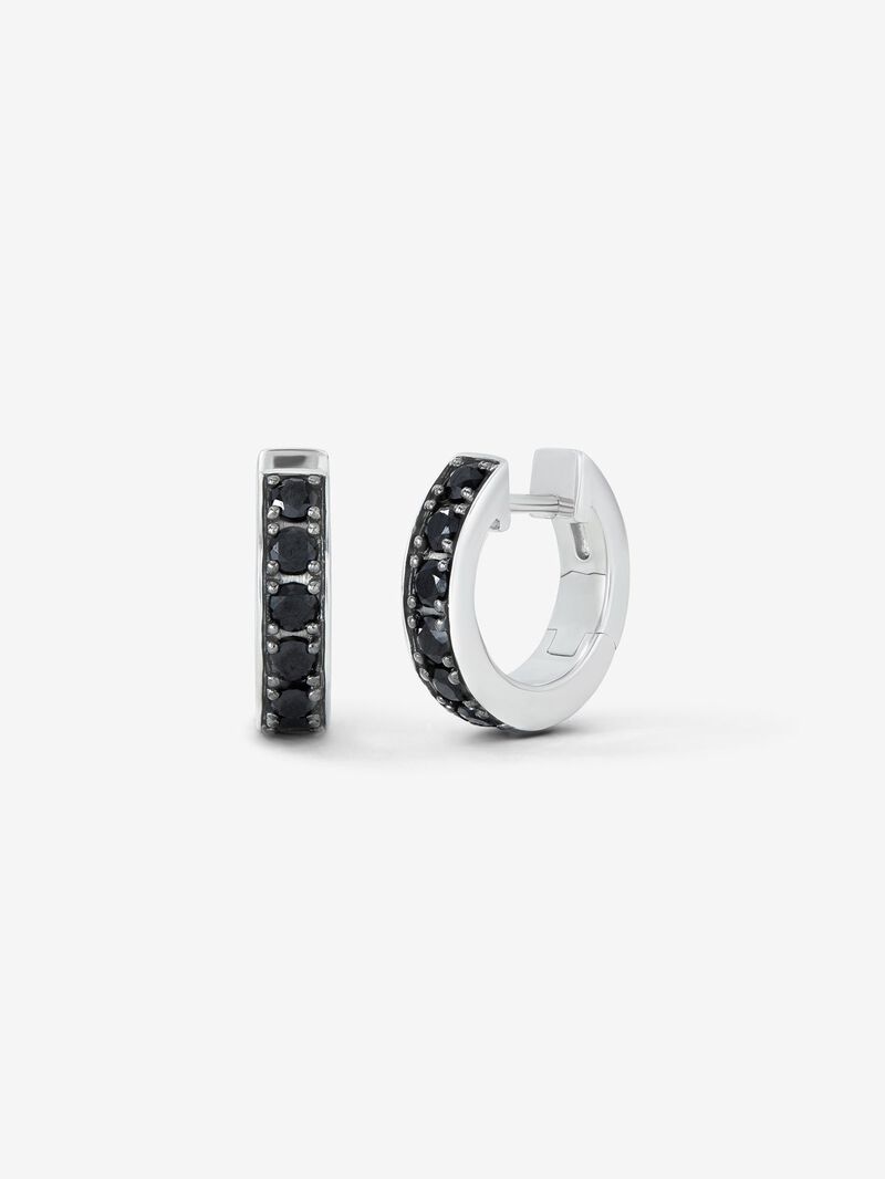 925 silver hoop earrings with black spinels image number 0