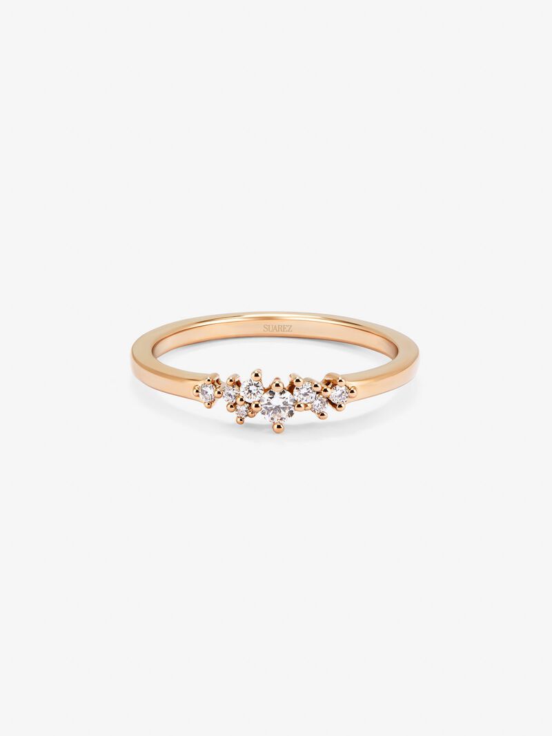 18K rose gold ring with 8 brilliant-cut diamonds with a total of 0.1 cts image number 2