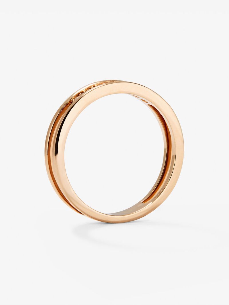 18K rose gold double ring with 7 brilliant-cut diamonds with a total of 0.1 cts image number 4