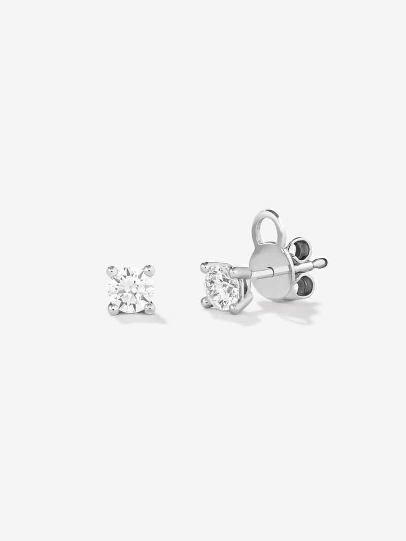18K white gold earrings with 2 brilliant-cut diamonds with a total of 0.3 cts image number 0