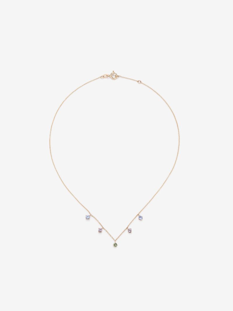 18K rose gold pendant chain with multicolor sapphire image number 0