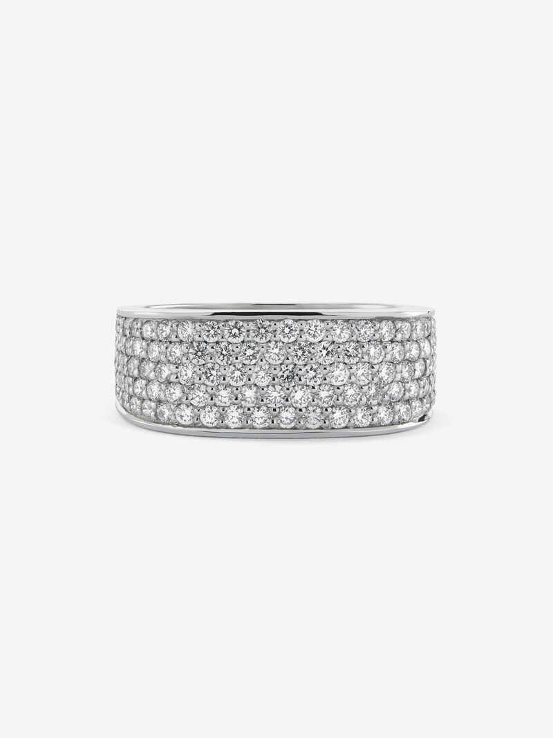 18K White Gold Ring with Brilliant-Cut Pavé Diamonds image number 2