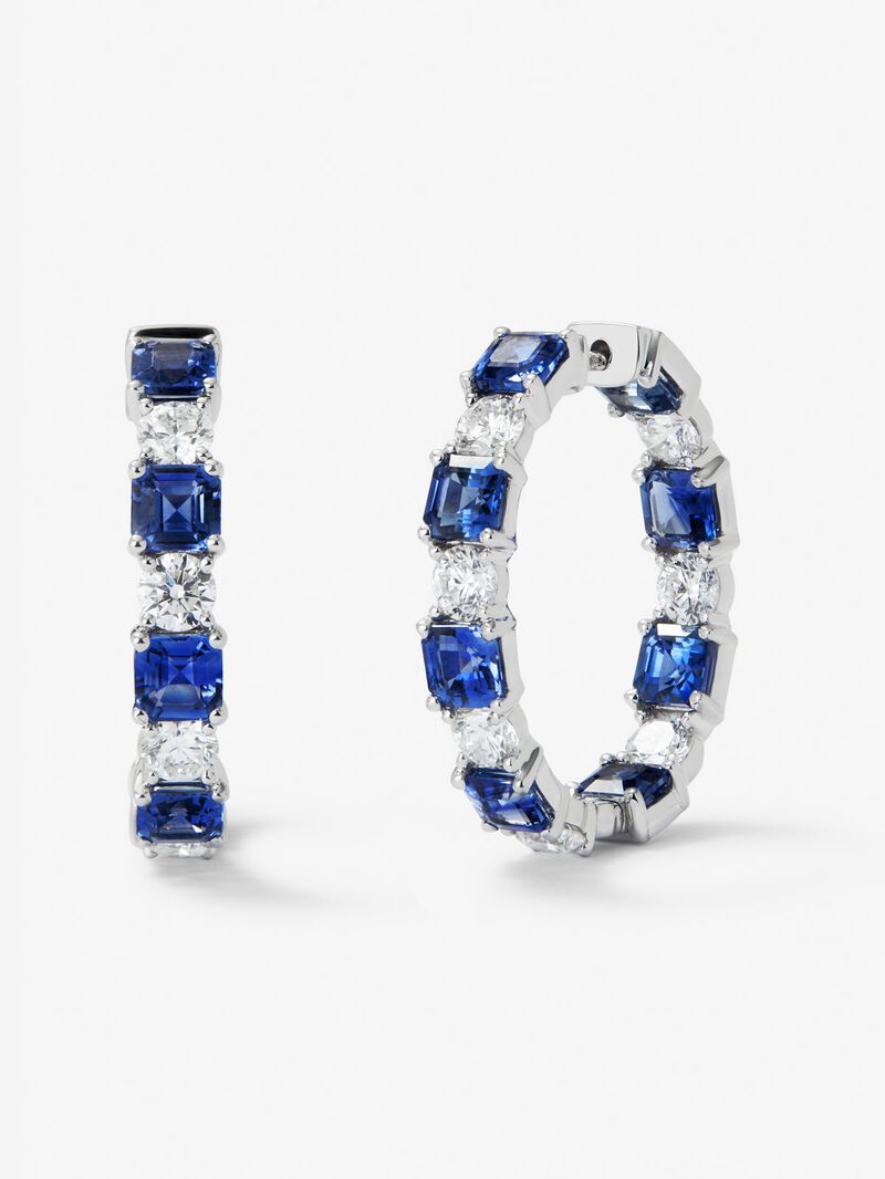 18K white gold earrings with 16 octagonal-cut blue sapphires with a total of 5.71 cts and 14 brilliant-cut diamonds with a total of 2.4 cts image number 0