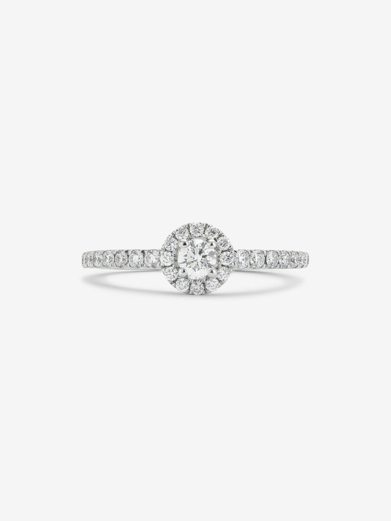 18K white gold ring with central brilliant-cut diamond of 0.15 cts and border and arm of 28 brilliant-cut diamonds with a total of 0.3 cts image number 2