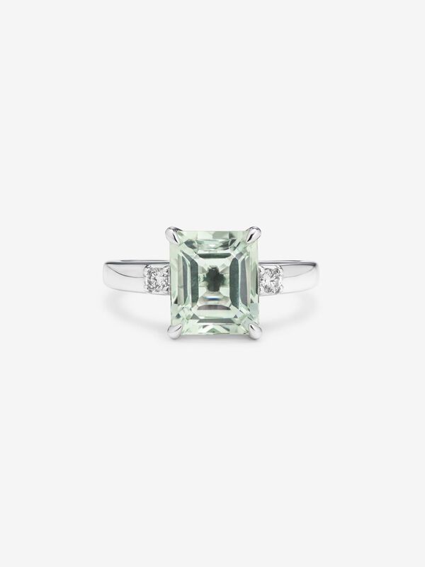 Anillo de plata con amatista verde y diamantes, SO22089-AGDAMV95X8_V