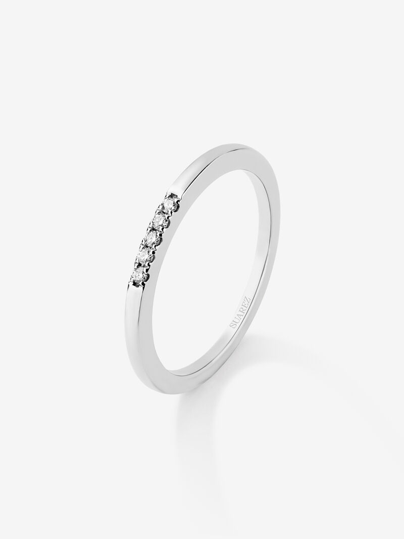 18K white gold ring with 5 brilliant-cut diamonds with a total of 0.05 cts image number 0