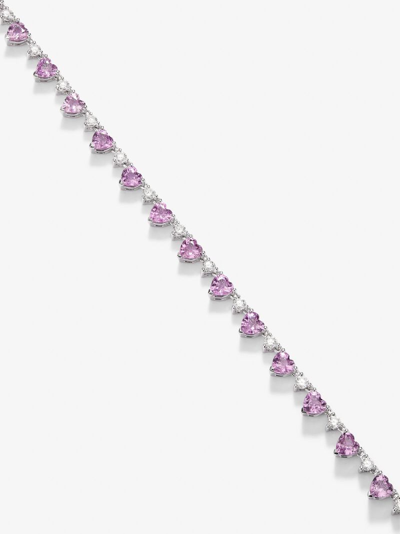 18K white gold necklace with 23 heart-cut pink sapphires with a total of 17.29 cts, 37 brilliant-cut diamonds with a total of 5.5 cts and 22 brilliant-cut diamonds with a total of 2.26 cts image number 2