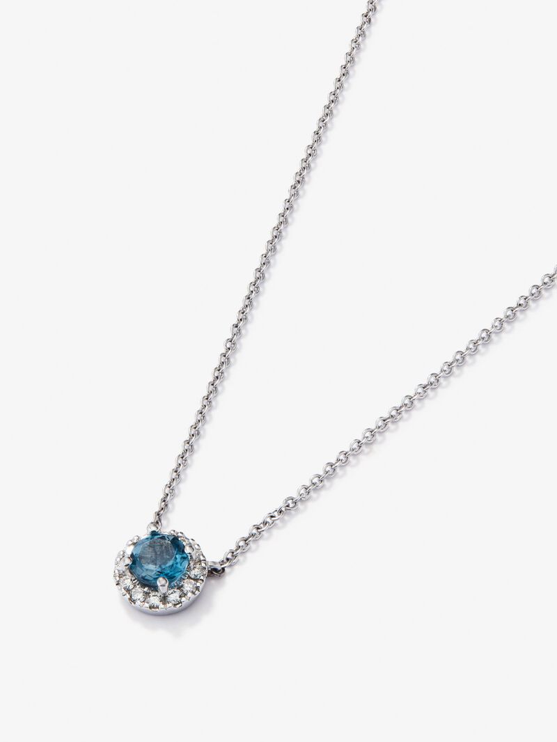 18K white gold pendant with 0.57 cts and 0.13 cts diamonds London topaz image number 2